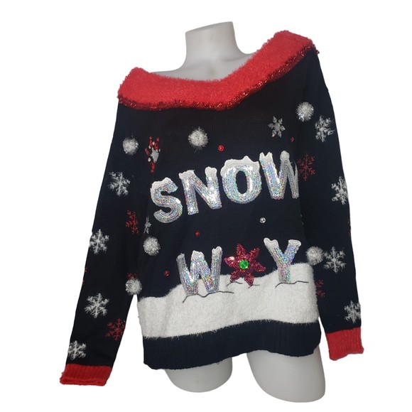 HOLIDAY TIME Snow Way Ugly Christmas Sweater Size Medium - Picture 1 of 9